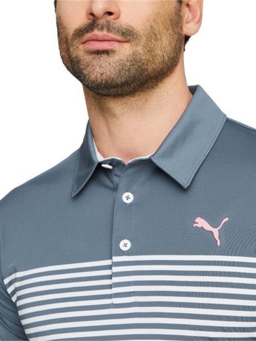 PUMA Golf MATTR Track Polo Evening Sky Flamingo Pink Size L